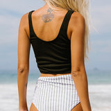 Ocean Chic - Bikini komplekts ar vertikālām svītrām un rievotu mezglu