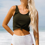 Ocean Chic - Bikini komplekts ar vertikālām svītrām un rievotu mezglu