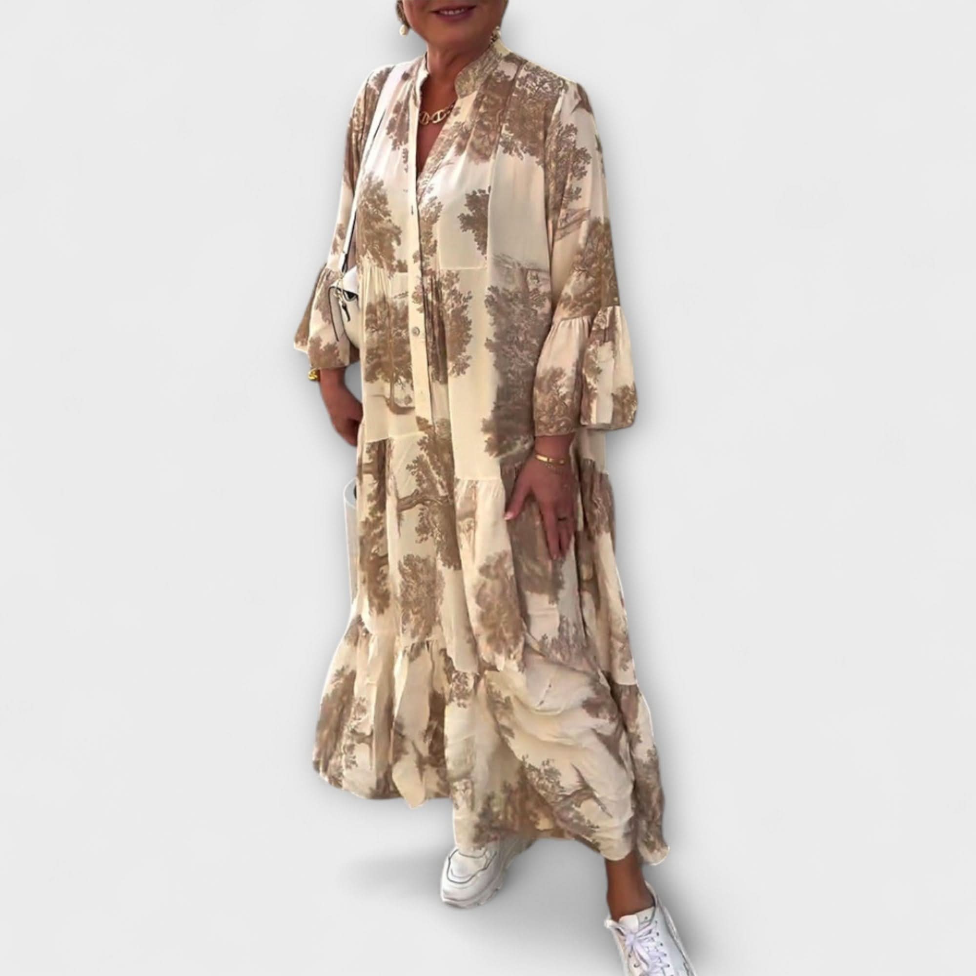 Marcela - Eleganti ziedu maksi kleiti