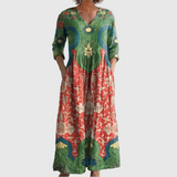 Lili Vintage ziedu apdruka Maxi kleita