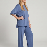 Ramse | Īsām piedurknēm oversized tops un platu staru bikšu komplekts