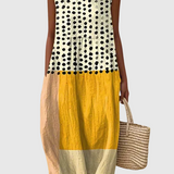 Leah™ Polka Dot Color Block Midi kleita