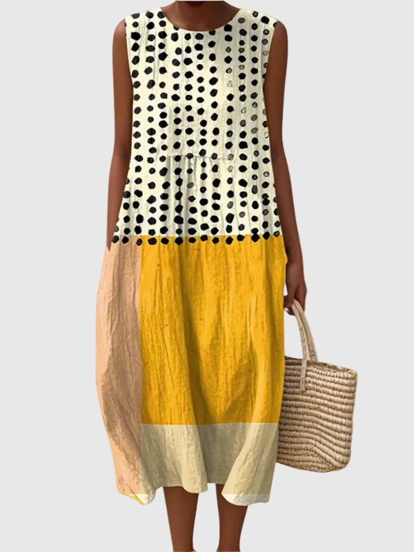 Leah™ Polka Dot Color Block Midi kleita
