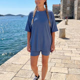 Colette | Īsām piedurknēm apaļa izgriezuma tops un velosipēdistu šortu komplekts