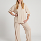 Ramse | Īsām piedurknēm oversized tops un platu staru bikšu komplekts