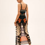 Maxi tīkliņa svārki ar putnu rakstu – viegls pludmales pārvalks