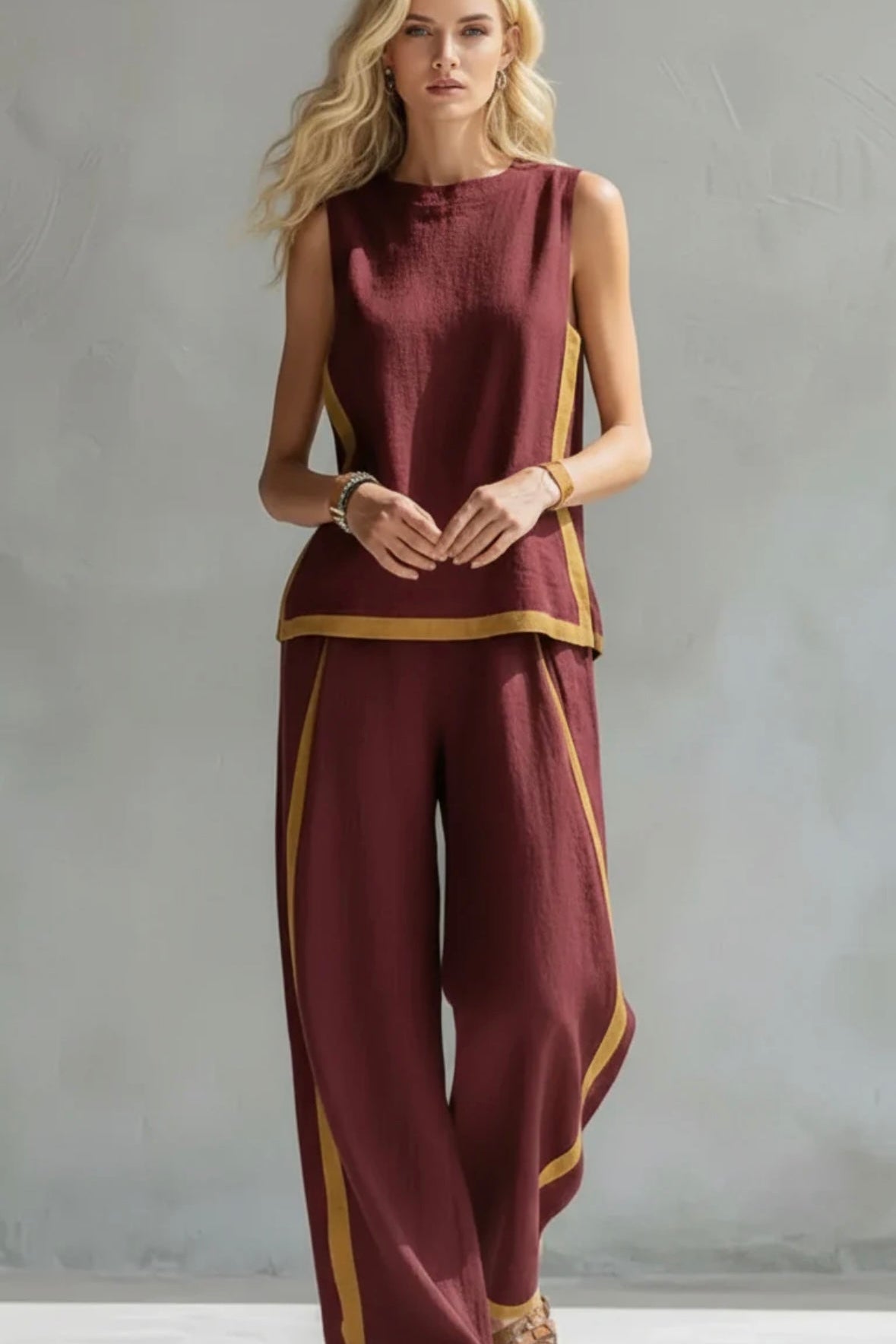 Marlēna | Elegants vasaras divdaļīgs komplekts ar platām kājām