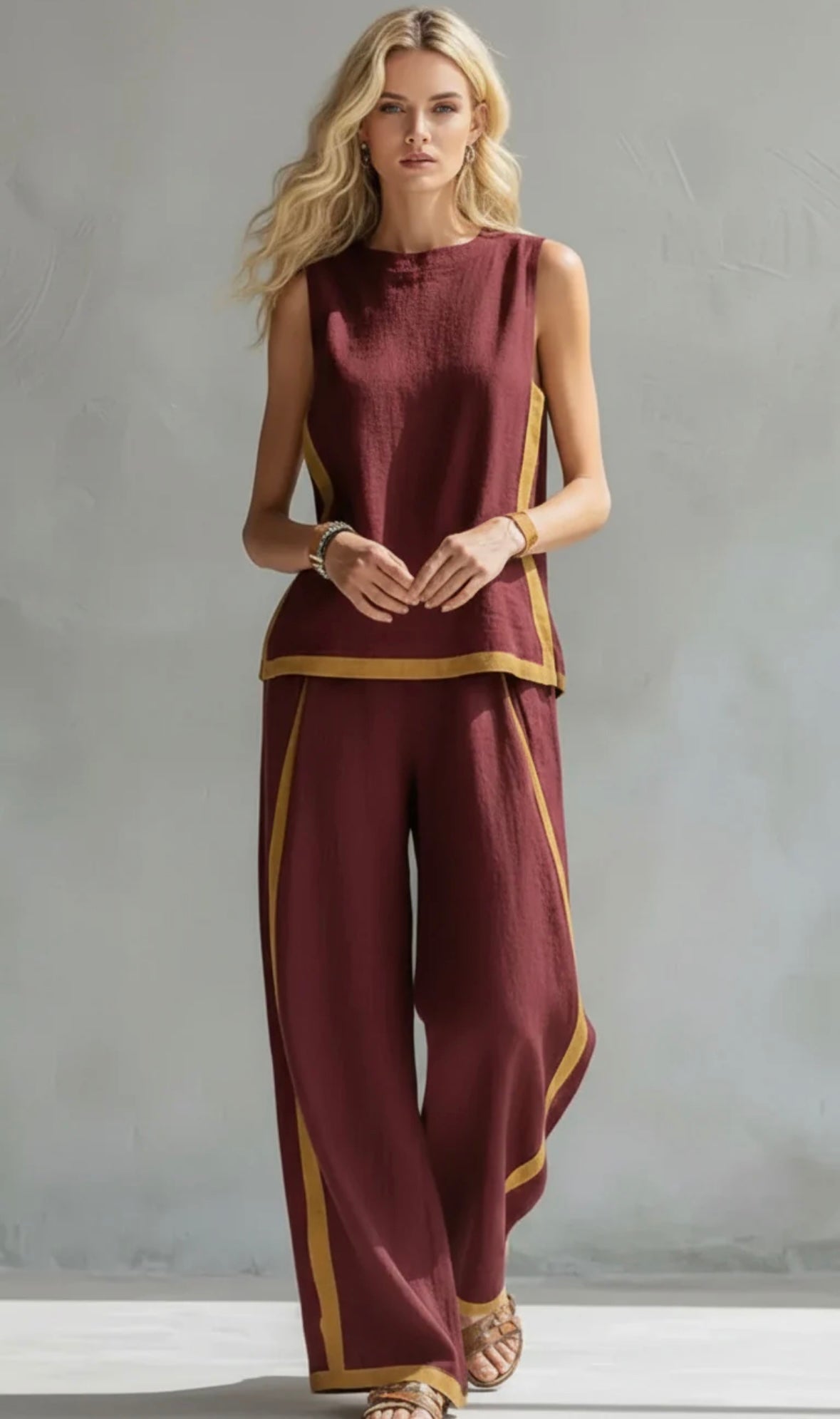 Marlēna | Elegants vasaras divdaļīgs komplekts ar platām kājām