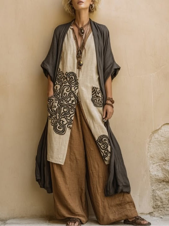 Sūzena | Boho vasaras komplekts ar platām biksēm